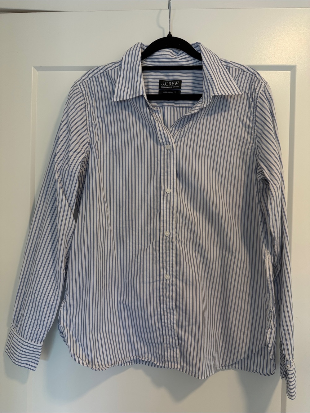 J. Crew Women’s Blue and White Vertical Stripe Dress Shirt - sz 10